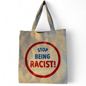 Gallery Dept Cream Tote with Red and Blue Message